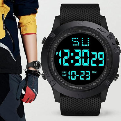 Waterproof Digital Sports Men Watch Turbo Cables