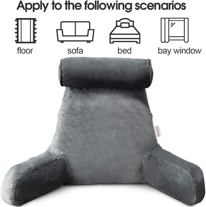 Reading Pillow with Arms – Backrest Support Cushion for Bed & Couch Turbo Cables