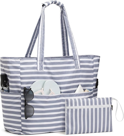 Turbo Cables – Ultimate Beach Tote Bag | Waterproof & Sandproof Large Bag with Zipper | Foldable Design for Easy Travel and Storage