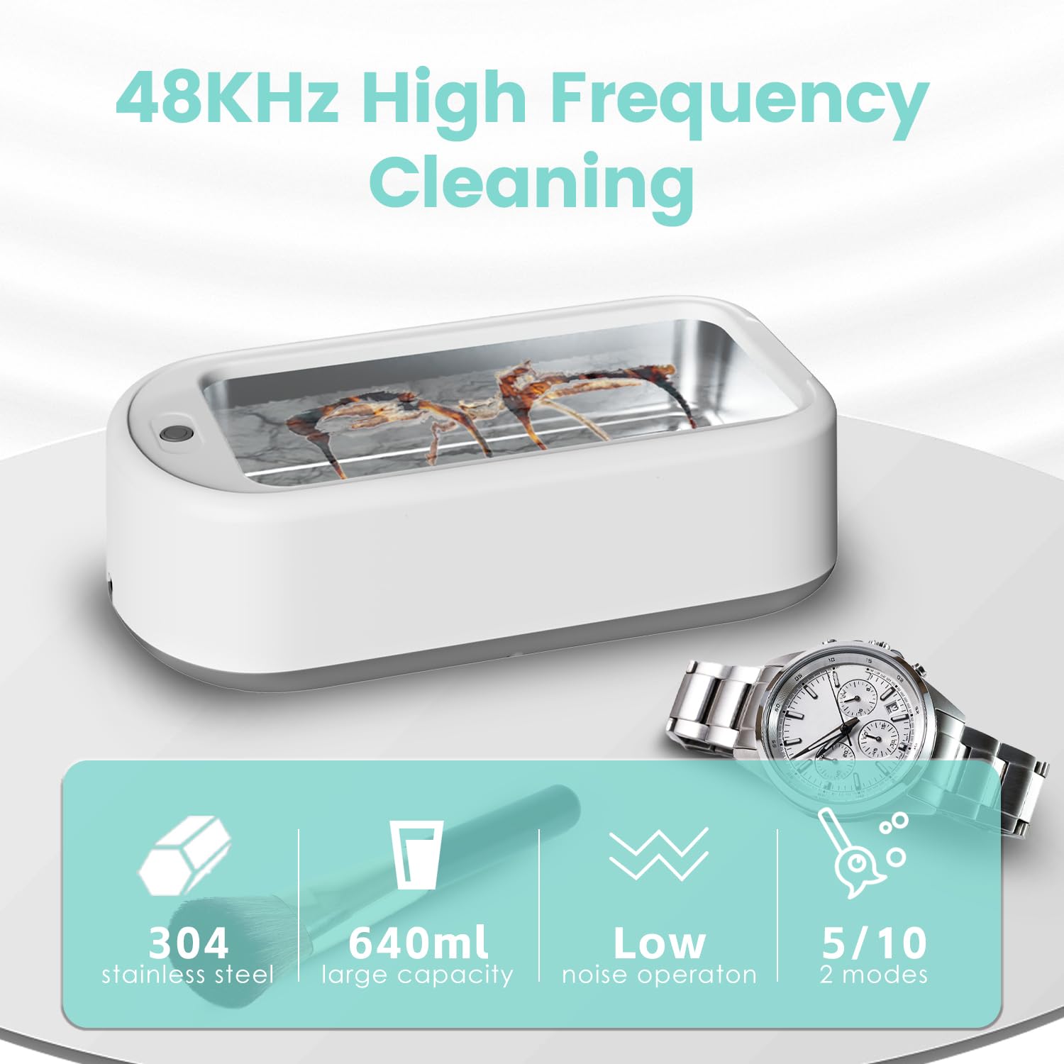 Ultrasonic Jewelry Cleaner – Portable Sonic Cleaning Machine for Rings, Glasses & Watches Turbo Cables
