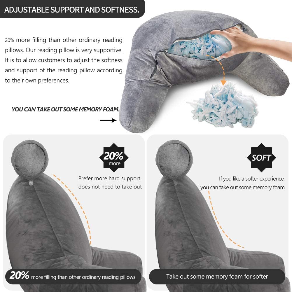 Reading Pillow with Arms – Backrest Support Cushion for Bed & Couch Turbo Cables