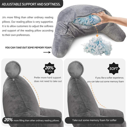 Reading Pillow with Arms – Backrest Support Cushion for Bed & Couch Turbo Cables