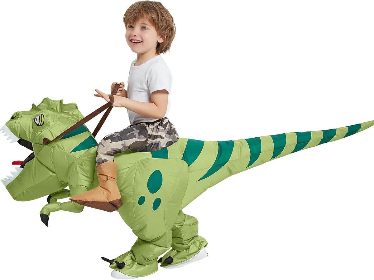 Turbo Cables – Inflatable T-Rex Costume for Kids with Easy Inflate Design | Fun Halloween Adventure