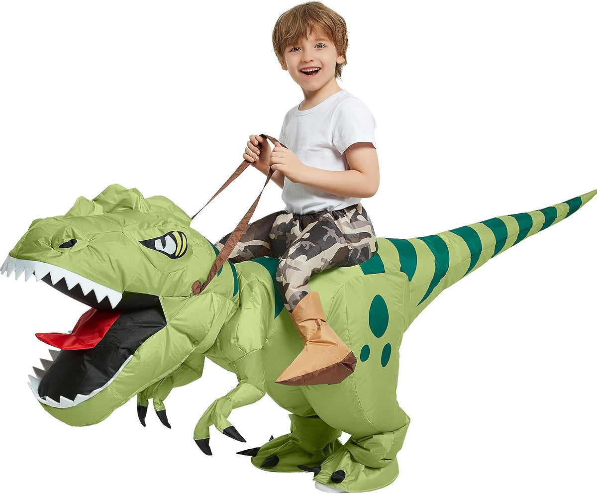 Turbo Cables – Inflatable T-Rex Costume for Kids with Easy Inflate Design | Fun Halloween Adventure