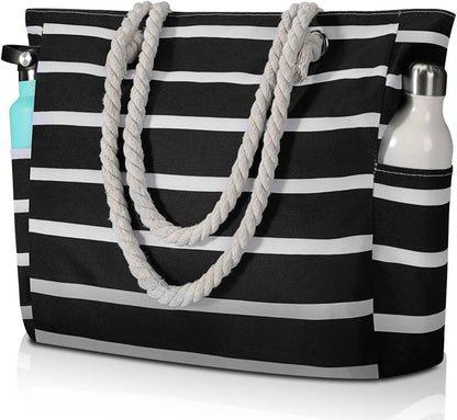 Turbo Cables – Large Waterproof Beach Tote Bag with Zipper | Sandproof Design for Easy Summer Outings