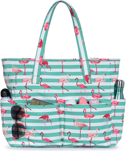 Turbo Cables – Large Waterproof Beach Tote Bag with Zipper | Sandproof Design for Travel & Vacation Essentials