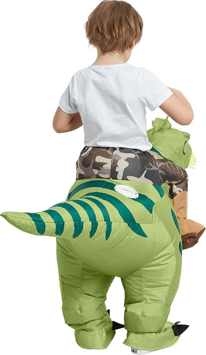 Turbo Cables – Inflatable T-Rex Costume for Kids with Easy Inflate Design | Fun Halloween Adventure