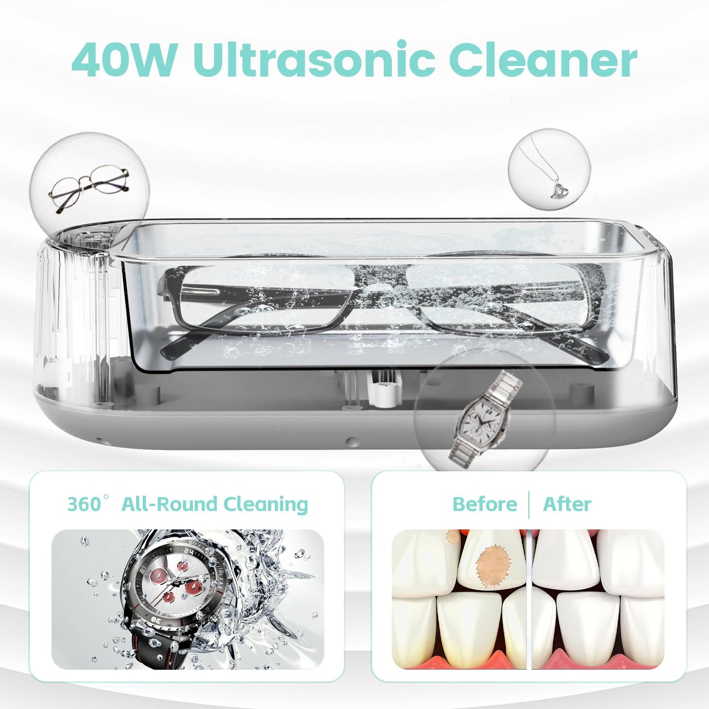 Ultrasonic Jewelry Cleaner – Portable Sonic Cleaning Machine for Rings, Glasses & Watches Turbo Cables