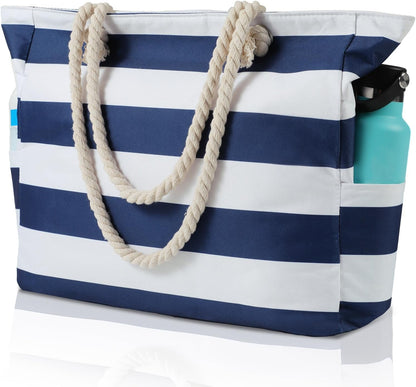 Turbo Cables – Large Waterproof Beach Tote Bag with Zipper | Sandproof Design for Easy Summer Outings