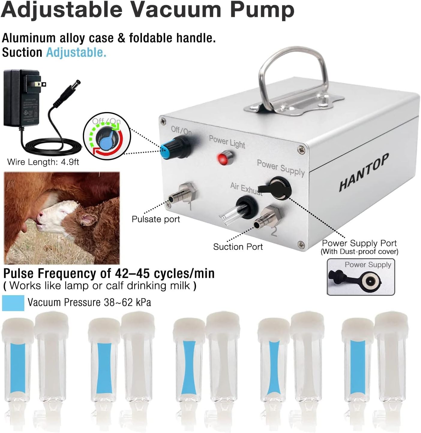 Turbo 12L Portable Cow Milking Machine With Auto Stop