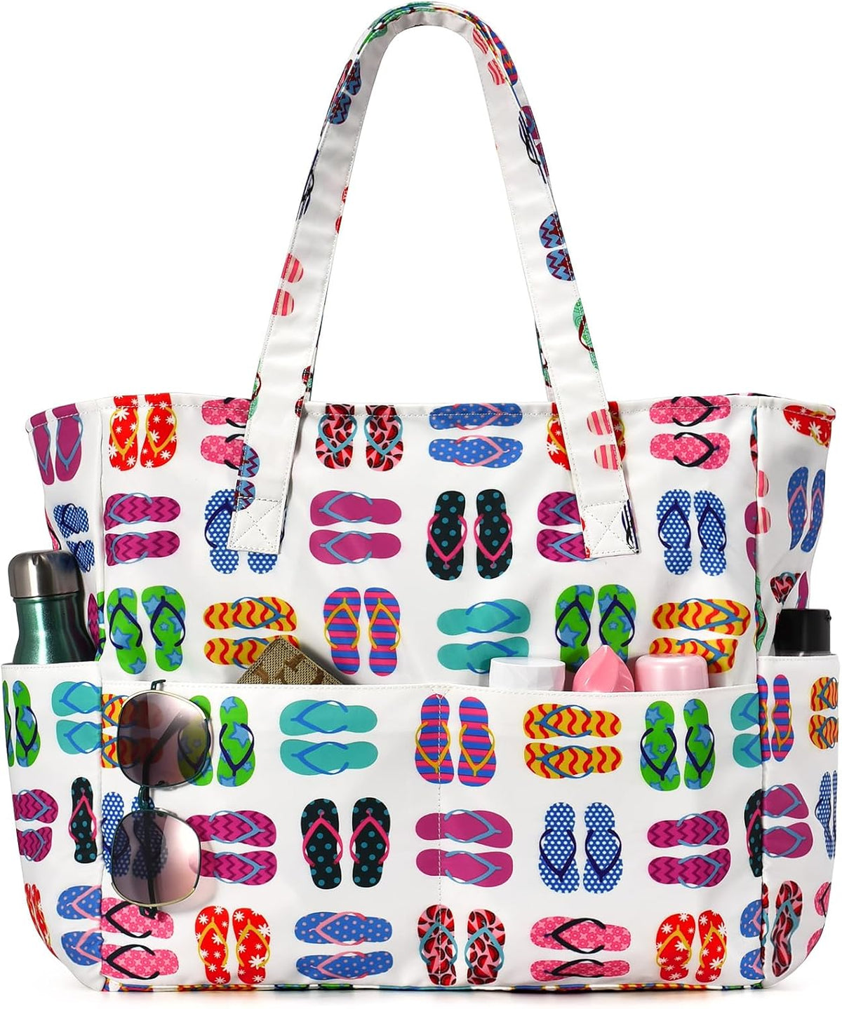 Turbo Cables – Large Waterproof Beach Tote Bag with Zipper | Sandproof Design for Travel & Vacation Essentials