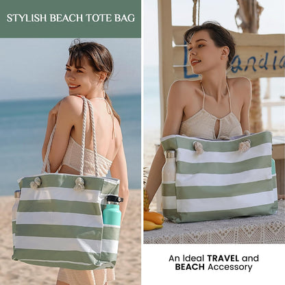Turbo Cables – Large Waterproof Beach Tote Bag with Zipper | Sandproof Design for Easy Summer Outings