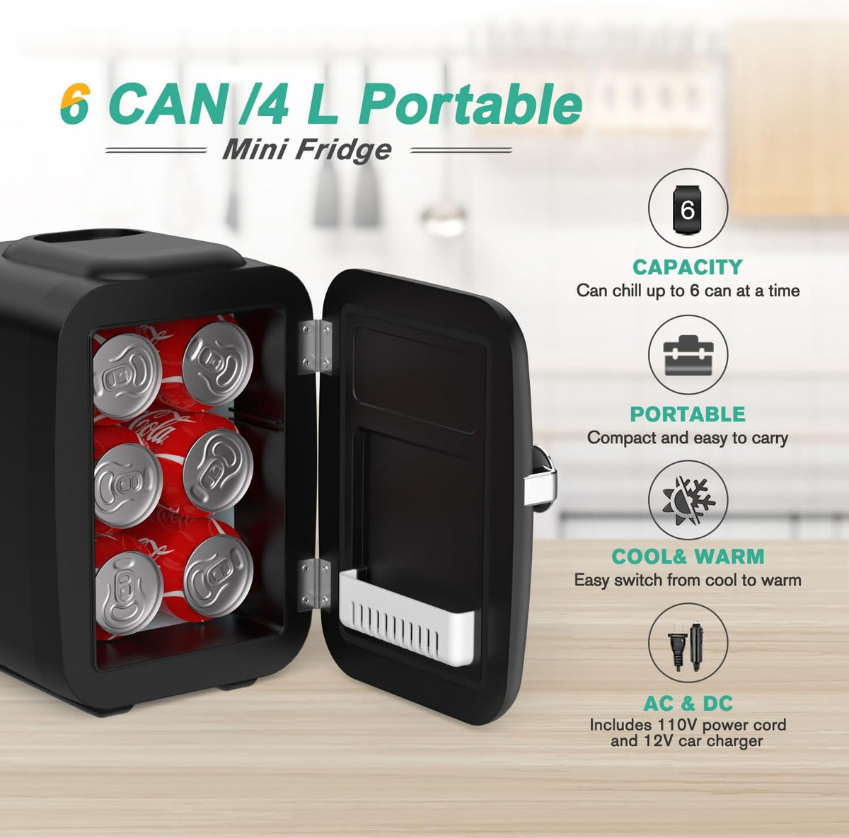 Turbo Cables – Refrigerator Mini Fridge with Cooling & Heating | 4L Capacity for Medication, Skincare, Food, & Dorm Use