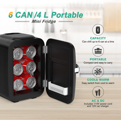 Turbo Cables – Refrigerator Mini Fridge with Cooling & Heating | 4L Capacity for Medication, Skincare, Food, & Dorm Use