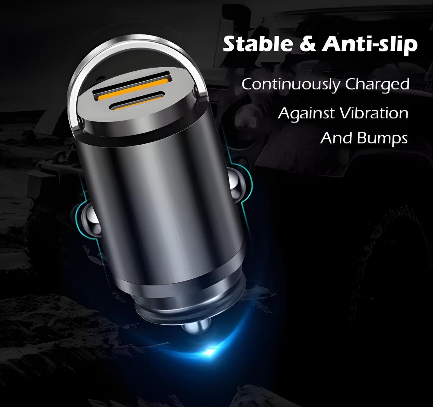 100W PD & QC 3.0 Dual-Port Fast Car Charger | USB-C & USB-A Metal Adapter with Easy Pull Ring | Quick Charge