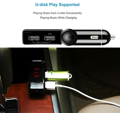 FM Transmitter with Bluetooth and Dual USB Car Charger