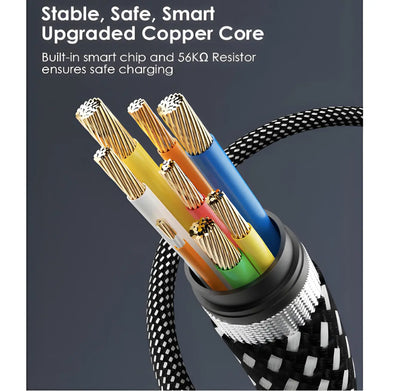 66W Magnetic Coiled USB-C to USB-C Cable (1M) | Fast Charge Braided Sync Cord Turbo Cables