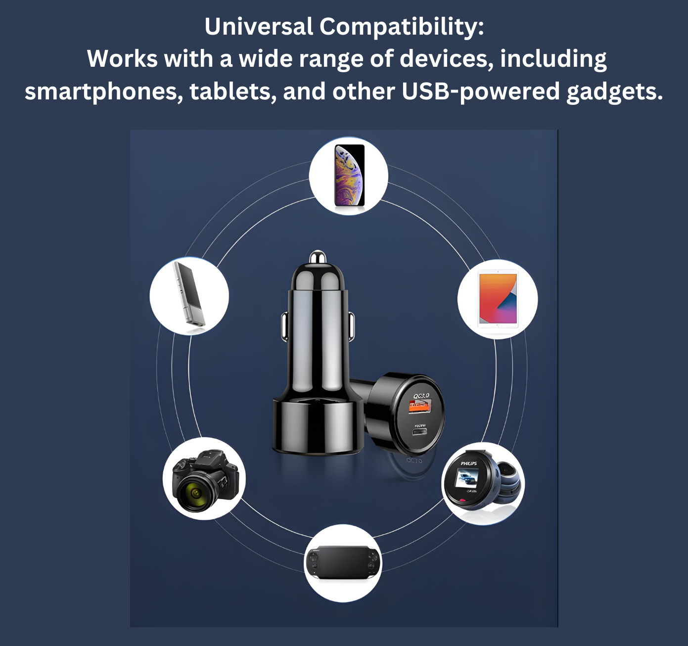 Car Charger 20W with USB-C & USB-A Ports for Fast Charging