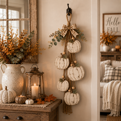 Turbo Cables – Rustic White Pumpkin Hanging Swag