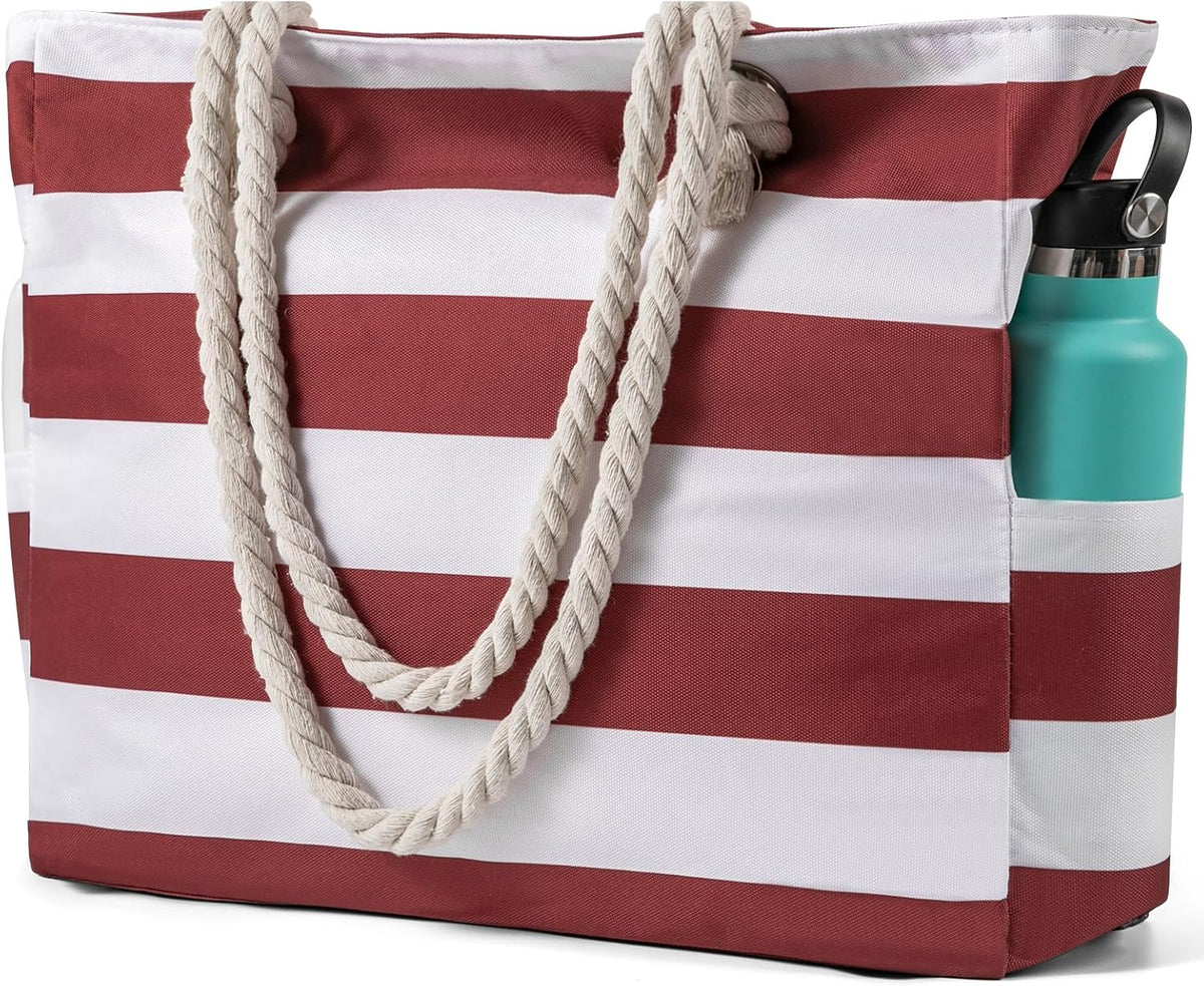 Turbo Cables – Large Waterproof Beach Tote Bag with Zipper | Sandproof Design for Easy Summer Outings
