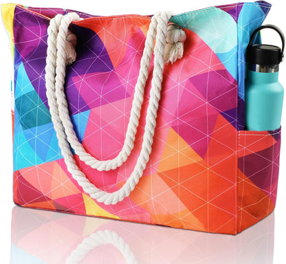 Turbo Cables – Large Waterproof Beach Tote Bag with Zipper | Sandproof Design for Easy Summer Outings