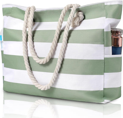 Turbo Cables – Large Waterproof Beach Tote Bag with Zipper | Sandproof Design for Easy Summer Outings