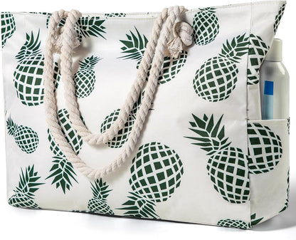 Turbo Cables – Large Waterproof Beach Tote Bag with Zipper | Sandproof Design for Easy Summer Outings