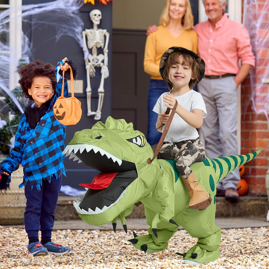 Turbo Cables – Inflatable T-Rex Costume for Kids with Easy Inflate Design | Fun Halloween Adventure