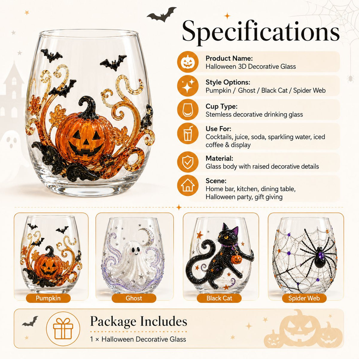 Turbo Cables – Artisan Halloween Drinking Glass