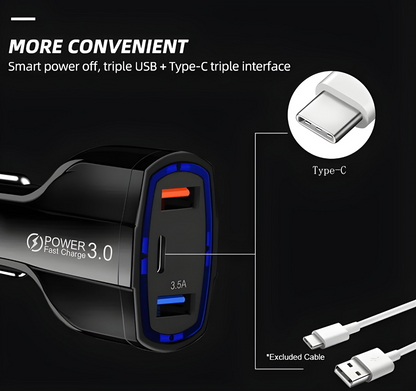 Car Charger Triple USB - 12V (QC 3.0)