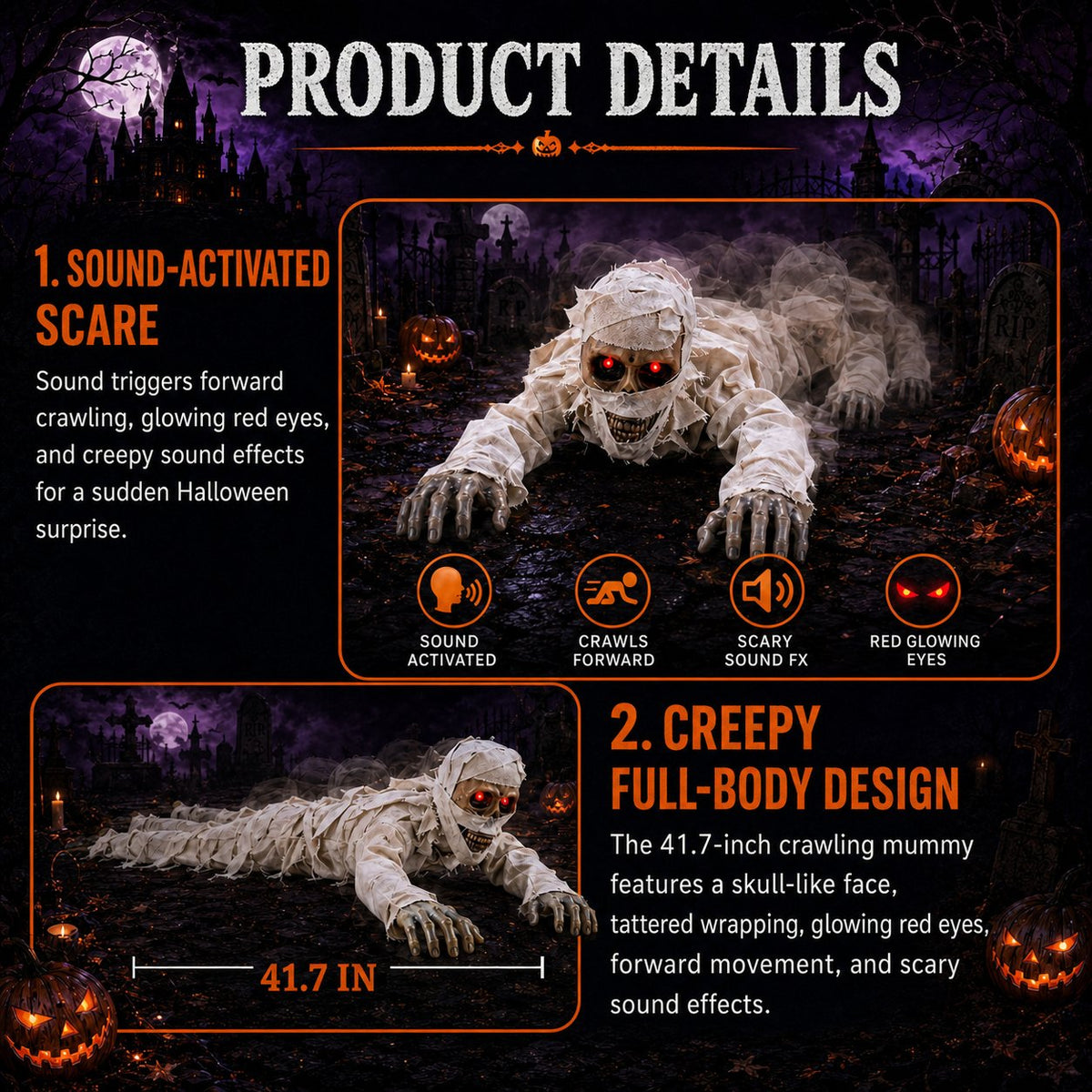 Turbo Cables – Glowing Red Eyes Crawling Horror Mummy