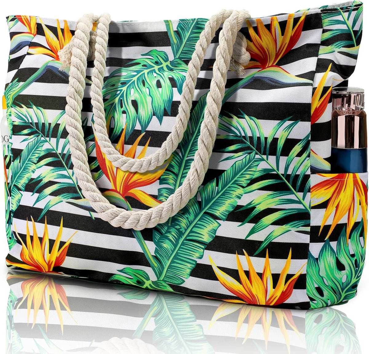Turbo Cables – Large Waterproof Beach Tote Bag with Zipper | Sandproof Design for Easy Summer Outings