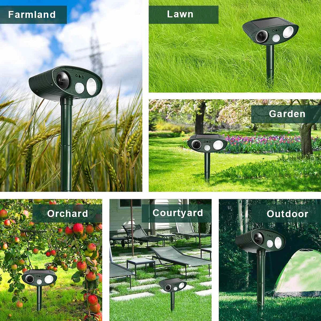Ultrasonic Solar Deer Repeller – Motion Sensor Animal Deterrent for Garden & Yard Turbo Cables