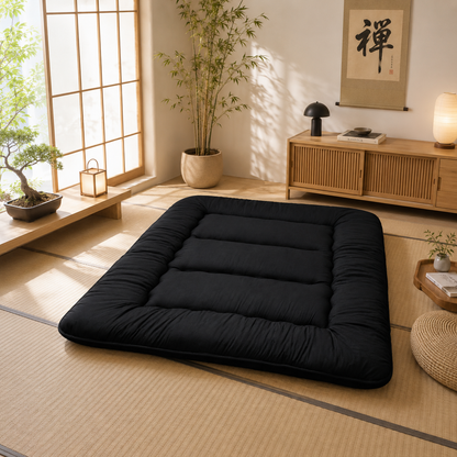 Turbo Cables – Japanese Floor Bed, 4 Inch Thick Futon Mattress, Foldable Tatami Sleeping Pad, Roll Up Floor Bed for Adults & Kids