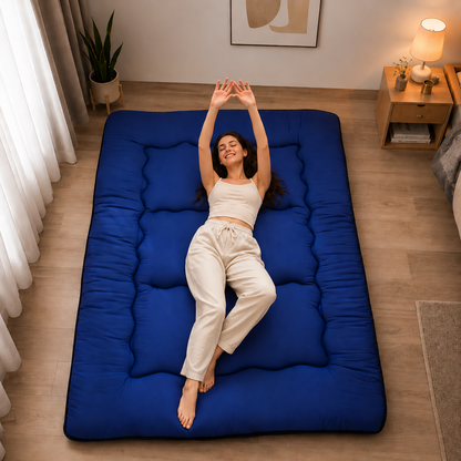 Turbo Cables – Japanese Floor Bed, 4 Inch Thick Futon Mattress, Foldable Tatami Sleeping Pad, Roll Up Floor Bed for Adults & Kids