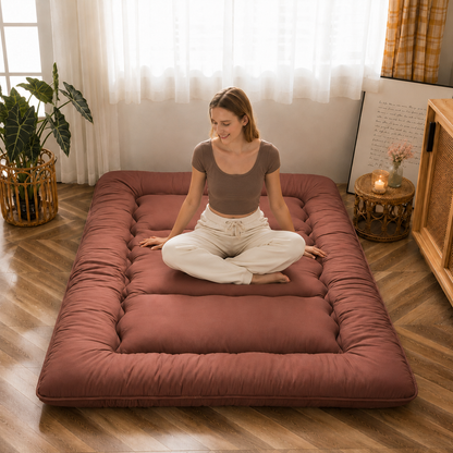 Turbo Cables – Japanese Floor Bed, 4 Inch Thick Futon Mattress, Foldable Tatami Sleeping Pad, Roll Up Floor Bed for Adults & Kids