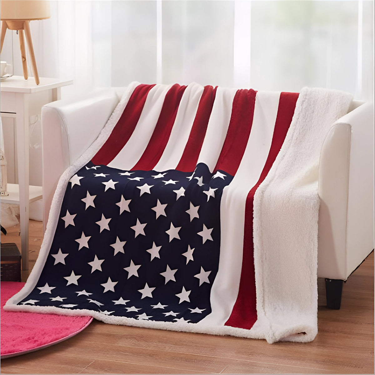 Turbo Cables – Cozy Patriotic Fleece Blanket with Ultra-Soft Faux Lambswool Back | Perfect for Indoor Comfort and Outdoor Adventures