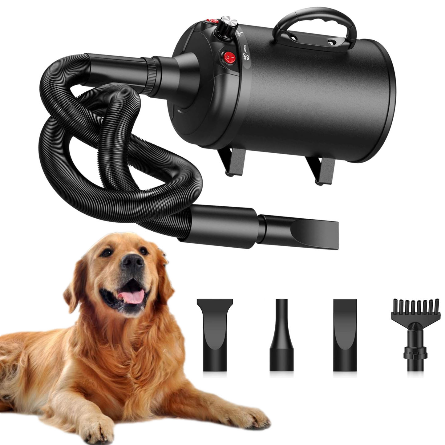 Premium High-Velocity Dog Grooming Blow Dryer – Powerful Pet Hair Dryer for Fast Drying Turbo Cables