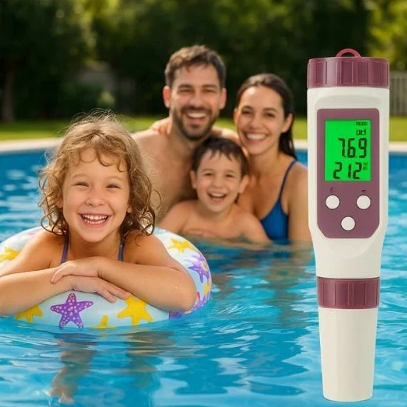 Turbo Cables – Digital Pool Water Tester | 7-in-1 Electronic Test Kit with Mobile App | Accurate Water Analysis for Pools and Spas