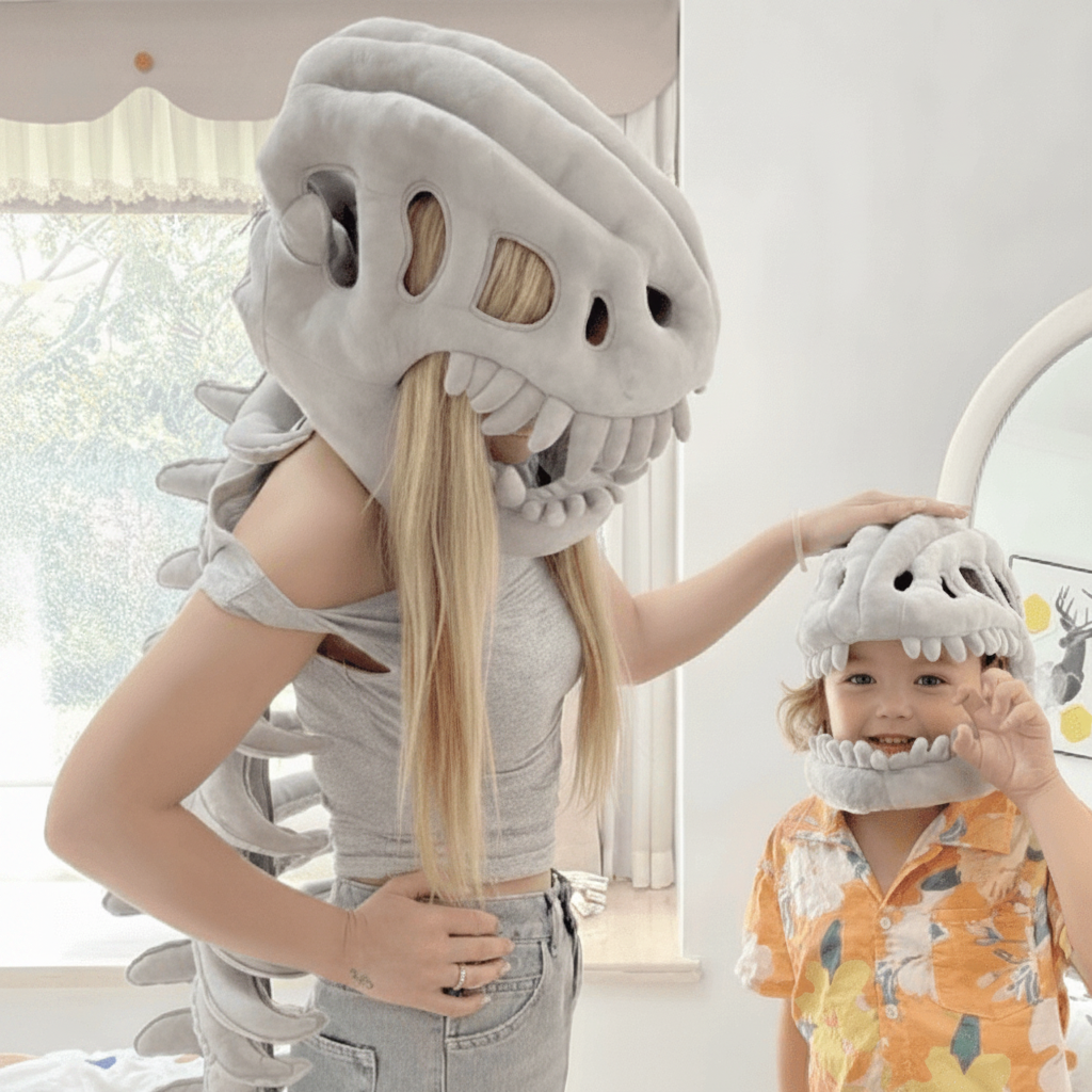 Turbo Cables – Dinosaur Skeleton Costume | Plush Kids Outfit with 3D Design | Perfect for Halloween and Themed Events