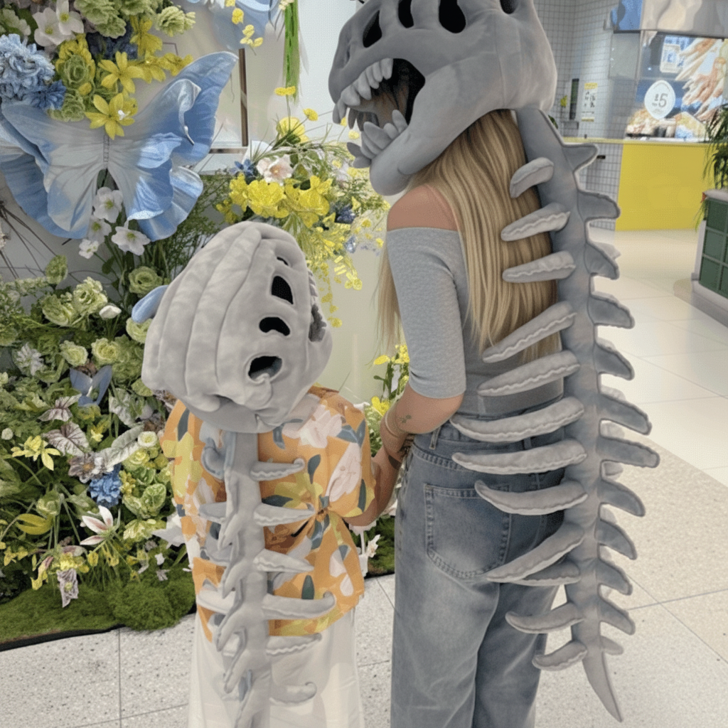 Turbo Cables – Dinosaur Skeleton Costume | Plush Kids Outfit with 3D Design | Perfect for Halloween and Themed Events