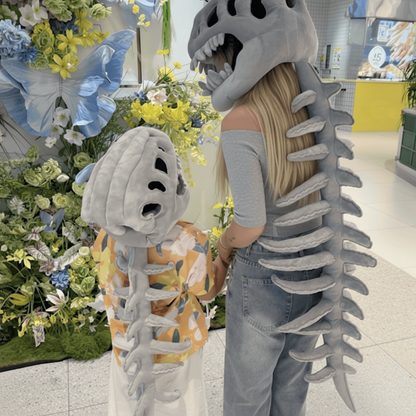Turbo Cables – Dinosaur Skeleton Costume | Plush Kids Outfit with 3D Design | Perfect for Halloween and Themed Events