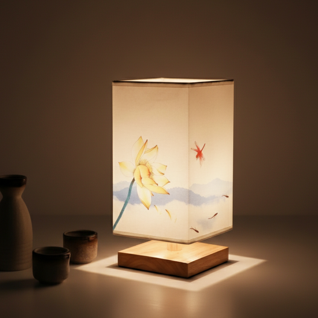 Turbo Cables – Elegant Bamboo Table Lamp | Japanese-Scandinavian Design with Dimmable LED | Versatile Lighting for Serenity in Bedrooms & Living Rooms