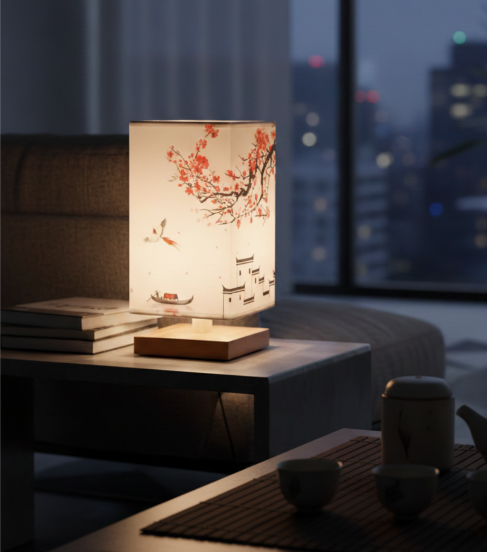 Turbo Cables – Elegant Bamboo Table Lamp | Japanese-Scandinavian Design with Dimmable LED | Versatile Lighting for Serenity in Bedrooms & Living Rooms