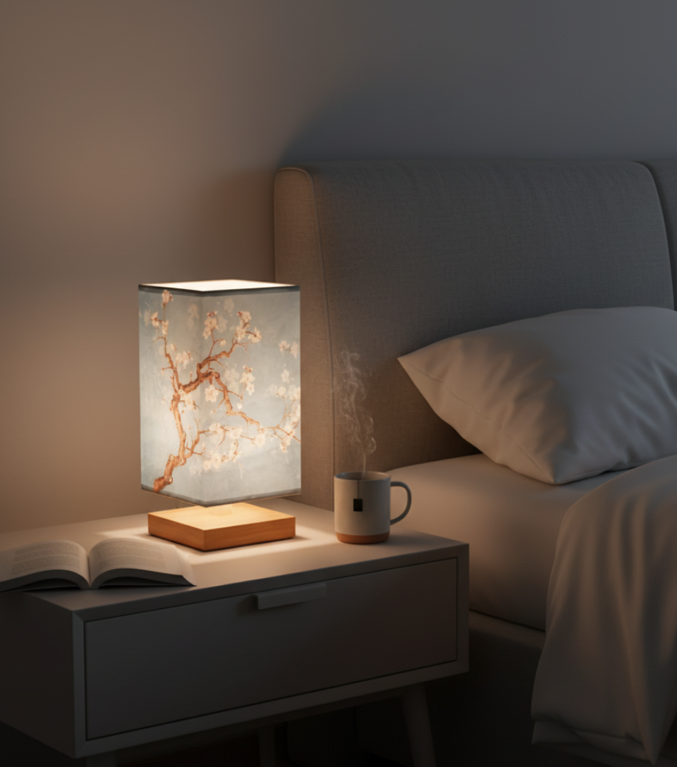 Turbo Cables – Elegant Bamboo Table Lamp | Japanese-Scandinavian Design with Dimmable LED | Versatile Lighting for Serenity in Bedrooms & Living Rooms