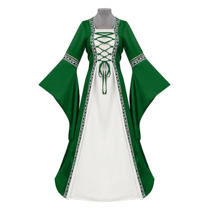 Turbo Cables – Elegant Medieval Dress Costume for Women with Lace-Up Design | Perfect for Halloween and Themed Events