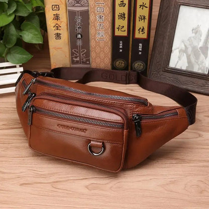 Turbo Cables – Genuine Cowhide Leather Waist Bag | Ample Storage & Versatile Design for Travel