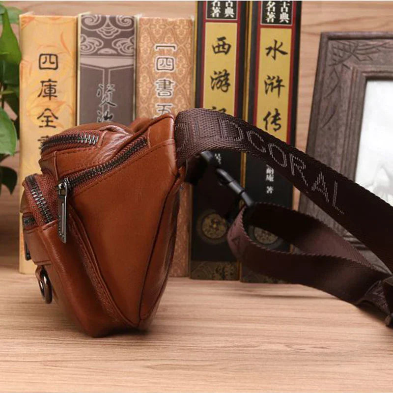 Turbo Cables – Genuine Cowhide Leather Waist Bag | Ample Storage & Versatile Design for Travel