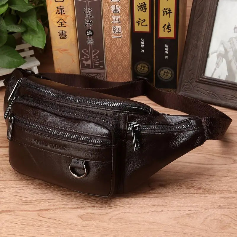 Turbo Cables – Genuine Cowhide Leather Waist Bag | Ample Storage & Versatile Design for Travel