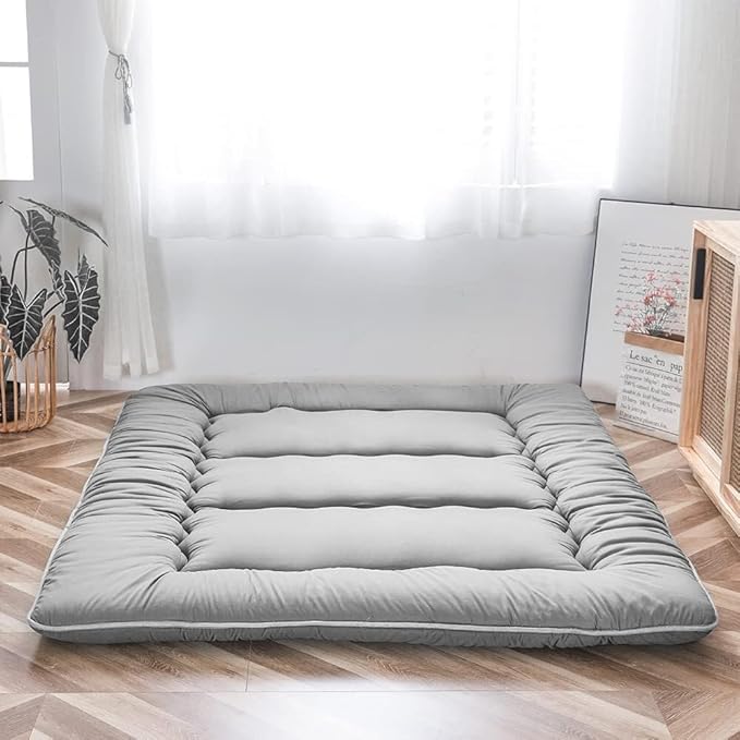 Turbo Cables – Japanese Floor Bed, 4 Inch Thick Futon Mattress, Foldable Tatami Sleeping Pad, Roll Up Floor Bed for Adults & Kids